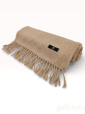 Tumi Cashmere Blend Fringed Muffler in Camel